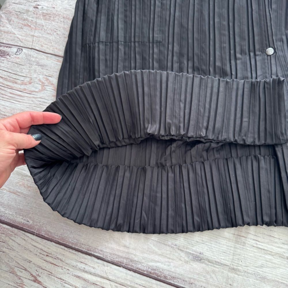 Vintage Pleated Hooded Cape Jacket Black Snap Front One Size - Picture 9 of 14